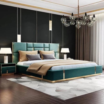 Ronaldo upholstered bed in leatherette Green